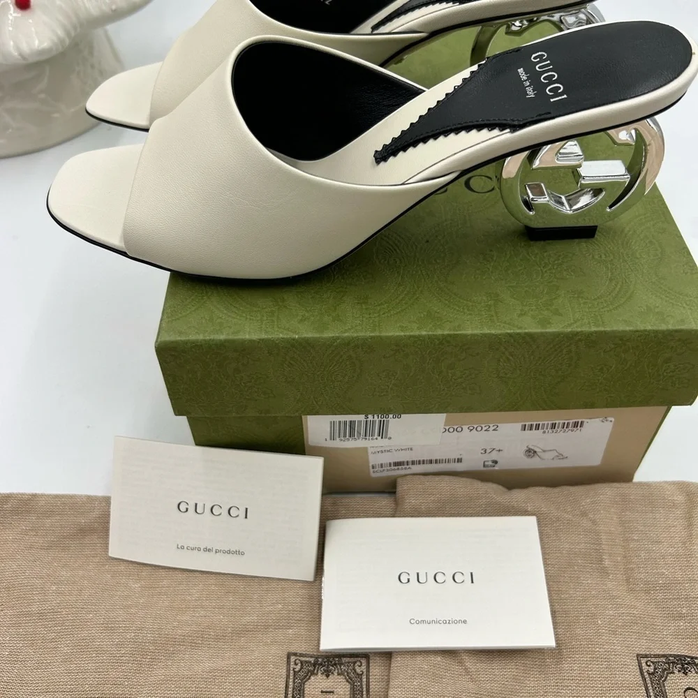 Women's Gucci interlocking G leather sandal size 37.5 made in Italy - Picture 8 of 11